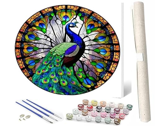 WMZPOY Malen nach Zahlen Erwachsene DIY Malen nach Zahlen Set ohne Rahmen inklusive Pinsel und Acrylfarben Tier Pfau 11 DIY für Home Wall Decor 40 x 50cm Rahmenlos von WMZPOY