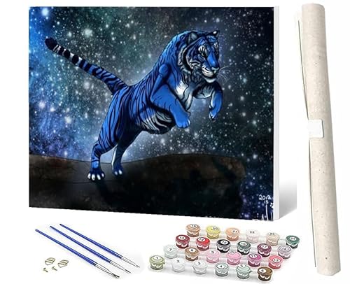 WMZPOY Malen nach Zahlen Erwachsene DIY Malen nach Zahlen Set ohne Rahmen inklusive Pinsel und Acrylfarben Tierische Tiger-Fantasie 2 DIY für Home Wall Decor 40 x 50cm Rahmenlos von WMZPOY