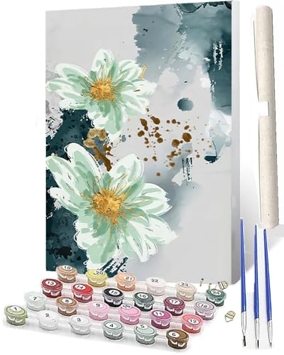 WMZPOY Malen nach Zahlen Erwachsene DIY Malen nach Zahlen Set ohne Rahmen inklusive Pinsel und Acrylfarben Tinte Botanischer Lotus 003 DIY für Home Wall Decor 40 x 50cm Rahmenlos von WMZPOY