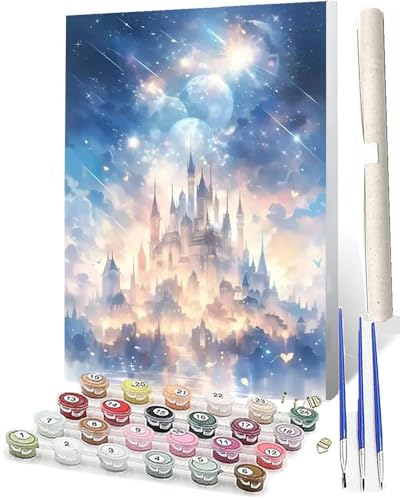 WMZPOY Malen nach Zahlen Erwachsene DIY Malen nach Zahlen Set ohne Rahmen inklusive Pinsel und Acrylfarben Traumschloss 6 DIY für Home Wall Decor 40 x 50cm Rahmenlos von WMZPOY