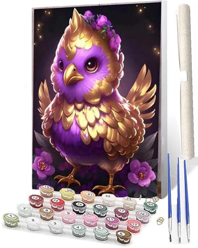 WMZPOY Malen nach Zahlen Erwachsene DIY Malen nach Zahlen Set ohne Rahmen inklusive Pinsel und Acrylfarben lila Vogel DIY für Home Wall Decor 40 x 50cm Rahmenlos von WMZPOY