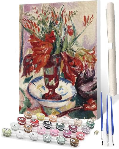 WMZPOY Malen nach Zahlen Erwachsene Tintenblumenvase 040 Der mit Farbige Berührung Digitale Malerei Malen nach Zahlen Kits für Erwachsene Malerei Kunsthandwerk 16x20 von WMZPOY