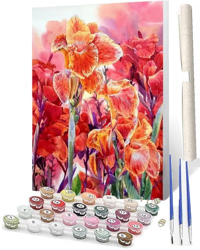 WMZPOY Malen nach Zahlen Kits für Erwachsene und Pflanzen Sie bunte Blumen 018 DIY Ölgemälde digital auf Leinwand Wandkunst Dekoration Geschenk 40,6 x 50,8 cm von WMZPOY