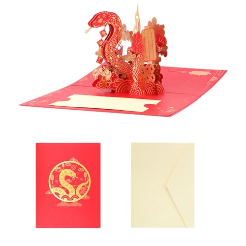 WNXGNHO Goldfolie 3D Popup Frühlingsfest Grußkarte Mit Umschlag Chinesische Neujahrs Segenskarte Für Familie Und Freunde von WNXGNHO