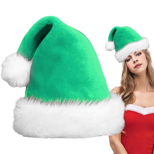 WOBBLO Weihnachtsmannmützen für Erwachsene – bunte und flauschige Weihnachtsmützen aus Plüsch | Warme und bequeme Weihnachtsmütze, festliche Partyzubehör für Erwachsene und Erwachsene von WOBBLO
