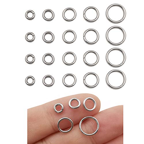 1000 Stück Mix 5 mm 6 mm 7 mm 8 mm 10 mm Edelstahl Ringe Biegeringe Verbindungsringe für Schmuckherstellung Halsketten Armband Ohrringe Schlüsselanhänger DIY Handwerk (M535) von WOCRAFT