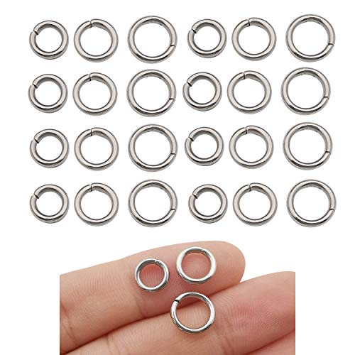 300 Stück Mix 8 mm 9 mm 10 mm Edelstahl Dicke Starke Ringe Biegeringe Verbindungsringe für Schmuckherstellung Halsketten Armband Ohrringe Schlüsselanhänger DIY Handwerk (M536) von WOCRAFT