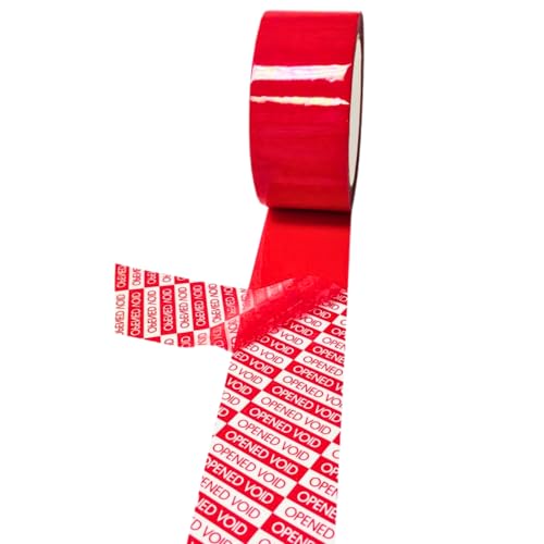 WOD TEV-OVR Manipulationssicheres Sicherheitskarton-Verpackungs-Polyester-Klebeband, solide, rot, nicht oberflächlich bedruckt, ideal für Hochsicherheitsanwendungen beim Umzug oder Versand: 3,8 cm x von WOD Tape