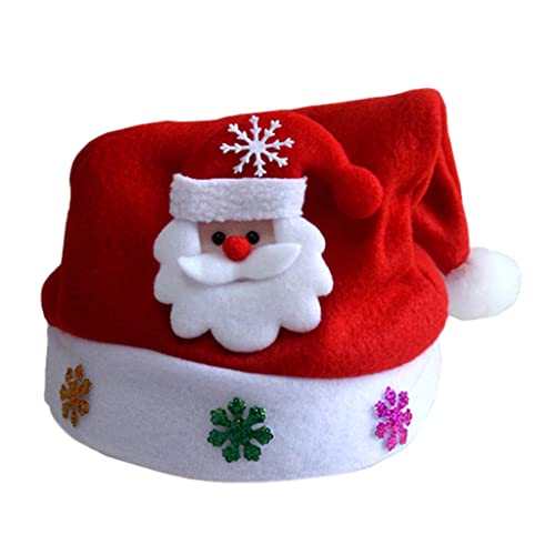WOEIFGV LED-Weihnachtsmütze, Vliesmütze, goldene Schneeflocke, Erwachsene, Kinder, Hut, dicker Plüsch, warme Mütze von WOEIFGV