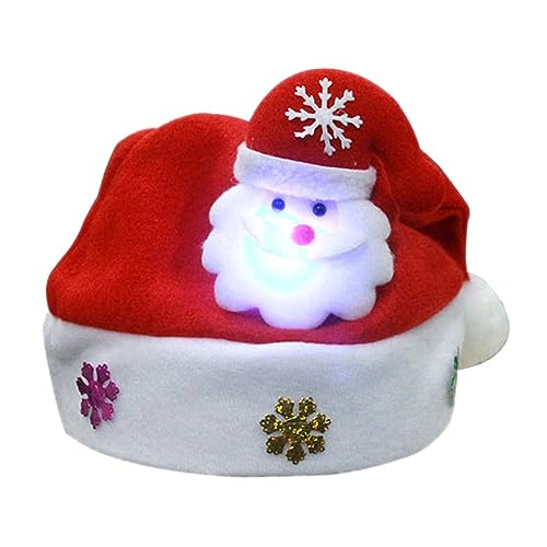 WOEIFGV LED-Weihnachtsmütze, Vliesmütze, goldene Schneeflocke, Erwachsene, Kinder, Hut, dicker Plüsch, warme Mütze von WOEIFGV