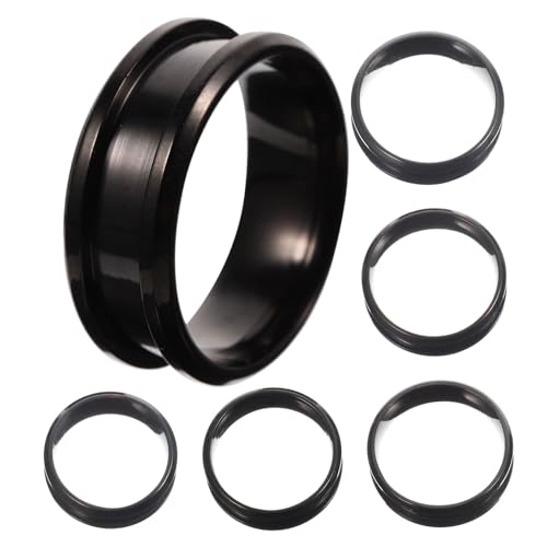 6St geriffelter Ring Rohlinge für die Schmuckherstellung Titanringe zappeln Lünette leere Ringe Zucht edelstahlring valtinstaggeschenke Ringrohlinge Ringkern Rostfreier Stahl Black WOFASHPURET von WOFASHPURET