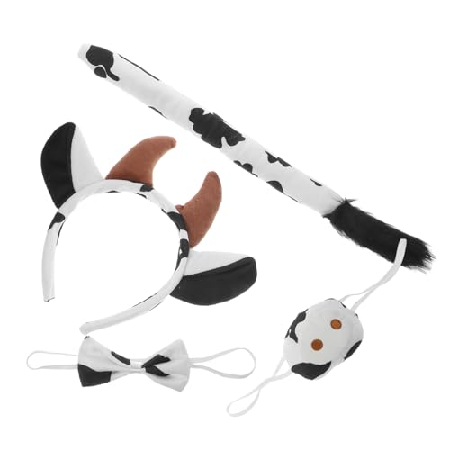 WOFASHPURET 1 Set Kuh Kopfschmuck Set Stirnband Erstes Kuhkostüm Schwanzschleifen Clip Kostüm Kuh Kühe Kuhhorn Haarband Erwachsenenkostüm Hörner Cosplay Kopfband Gefälschte Nase WOFASHPURET 1 Set Kuh Kopfschmuck Set Stirnband Erstes Kuhkostüm Schwanzschleifen Clip Kostüm Kuh Kühe Kuhhorn Haarband Erwachsenenkostüm Hörner Cosplay Kopfband Gefälschte Nase von WOFASHPURET