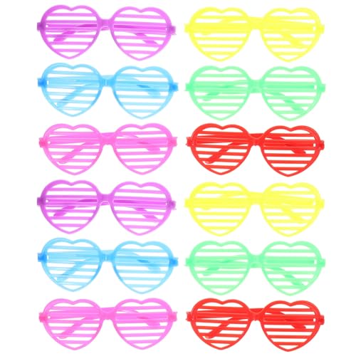 WOFASHPURET 12 Stück Shutter-Sonnenbrillen 80Er-Jahre-Party Geschlitzte Kunststoff-Sonnenbrillen Brillen Kleiderkostüm-Brillen Festival-Brillen Foto-Requisiten von WOFASHPURET