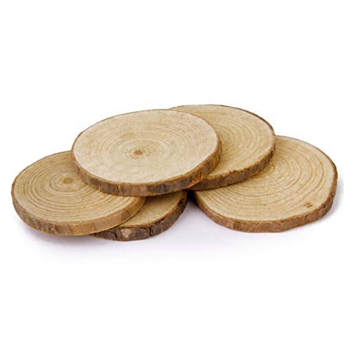 WOFASHPURET 20Pc 5-6 Cm Holzscheibenscheiben Natürliche Holzscheiben Unvollendetes Holz-Kit Für Diy-Künste Und Hochzeitsornamente von WOFASHPURET