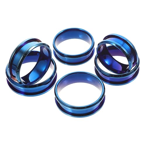 WOFASHPURET 6St geriffelter Ring Ringkernrohlinge Ringe edlen Schmuck Stapelung edelstahlring valtinstaggeschenke Ringrohlinge für die Schmuckherstellung DIY Fingerdeko Rostfreier Stahl Blue von WOFASHPURET