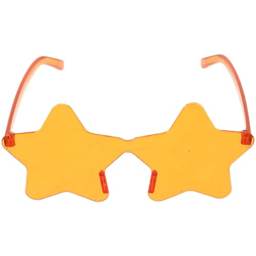 WOFASHPURET Randlose Stern-Sonnenbrille 1 Paar Rahmenlose Stern-Sonnenbrille Pentagramm-Partybrille Trendige Brille Für Damen Und Herren Orange von WOFASHPURET