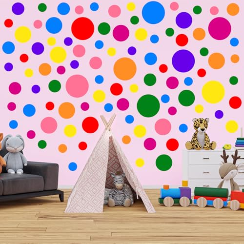 WOFEU 1240Stück Polka Dot Kreis Wandaufkleber, bunte Boho Wandaufkleber für Kinder Schlafzimmer Wohnzimmer, Klassenzimmer, Spielzimmer Dekor Wandaufkleber Dots Wandaufkleber von WOFEU