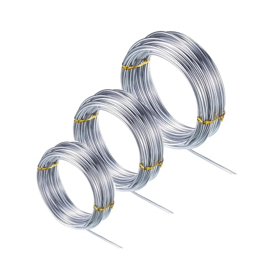 3 Rollen Silber Basteldraht 1mm 1.5mm 2mm Draht Zum Basteln Schmuckdraht Aluminiumdraht Weicher Silberdraht Metalldraht Für Schmuckherstellung Bastelarbeiten 10 Meter/Rolle von WOGXN