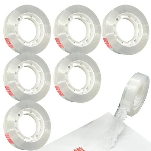 Transparentes Schreibwaren-Klebeband, transparentes, glänzendes Allzweck-Klebeband | 6 Rollen transparentes Klebeband, Nachfüllrollen - Transparentes Klebeband, sicheres Lösen, reibungsloses Briefpapi von WOGXN