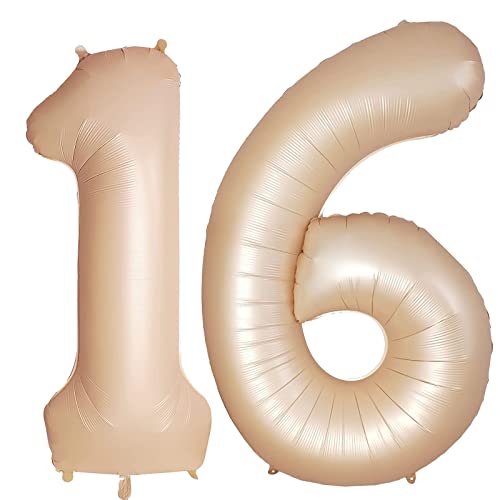 Luftballon 16. Geburtstag Karamell, XXL Riesen Karamell Folienballon 16 61 für Frauen,40"Luftballon 16. Geburtstag,Zahlen 1 und 6 Folienballon für 16 Jahre Geburtstagsdeko Jubiläum Party Dekoration von WOIRROIP