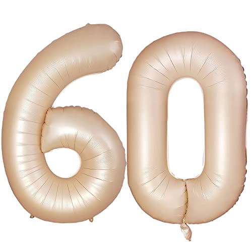 Luftballon 60. Geburtstag Karamell, XXL Riesen Karamell Folienballon 60 für Frauen,40"Luftballon 60. Geburtstag,Zahlen 6 und 0 Folienballon für 60 Jahre Geburtstagsdeko Jubiläum Party Dekoration von WOIRROIP