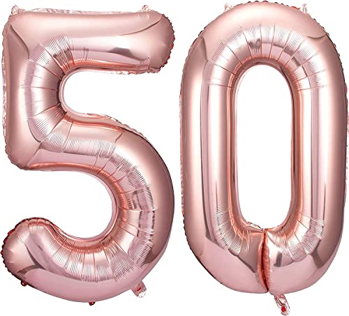 Roségold Luftballon 50. Geburtstag, XXL Roségold Folienballon 50 für Frauen,40"Luftballon 50. Geburtstag,Zahlen 5 und 0 Helium Ballon für Mann Frau 50 Jahre Geburtstagsdeko Jubiläum Party Dekoration von WOIRROIP