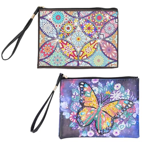 Diamond Painting Set für Mädchen 6 7 8 9 10 Jahre,Geschenke 6-12 Jahre,2er-Pack Beutel für Diamantmalerei,Bastelset & Kosmetiktasche,Diamant Malerei Erwachsene,DIY Kunsthandwerk,Mädchen Bastelideen von WOKICOR