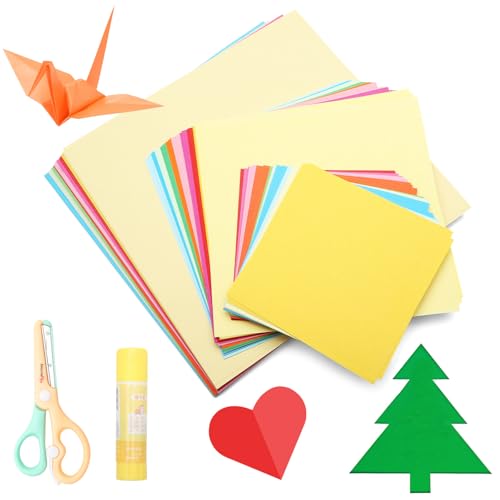 Origami Papier, 300 Blatt Faltpapier Bunt, 10x10 & 15x15 & 20x20cm, Origami-Papierquadrate 70 g/m² Bastelpapier Bunt Papier für Kinder, DIY, Schule, Bastelprojekte, Kinder und Erwachsene von WOKICOR