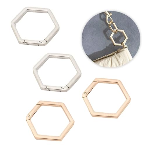 WOLAIYE Ring für Handtasche Gurt, Karabiner Snap Trigger Buckle, Frühling Metall Ringe Handwerk Ring Schnallen, Zinklegierung Schlüsselanhänger Schnallen-(Gold Silber 4PCS) von WOLAIYE