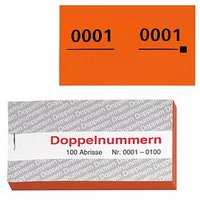 WOLF & APPENZELLER Doppelnummernblöcke 0001-0100, 0101-0200, 0201-0300, 0301-0400, 0401-0500, orange, 5 Blöcke von WOLF & APPENZELLER