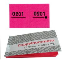 WOLF & APPENZELLER Doppelnummernblöcke 0001-0100, 0101-0200, 0201-0300, 0301-0400, 0401-0500, rot, 5 Blöcke von WOLF & APPENZELLER