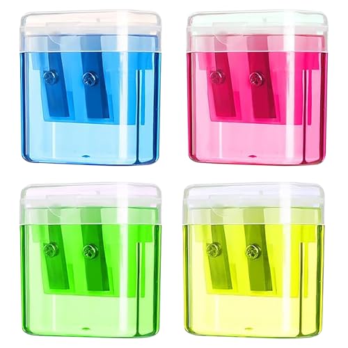 WOLMIK Anspitzer mit Behälter, 4 Stücke Spitzer, Doppel Loch Kunststoff Pencil Sharpener, für Verschiedene Arten von Bleistiften Schule Büro Kinder Studenten Reisen WOLMIK Anspitzer mit Behälter, 4 Stücke Spitzer, Doppel Loch Kunststoff Pencil Sharpener, für Verschiedene Arten von Bleistiften Schule Büro Kinder Studenten Reisen von WOLMIK