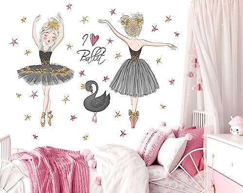 WONDER MURALS Wandtattoo Kinderzimmer Deko Mädchen Wandaufkleber Ballerina Wandsticker Kinder Wanddeko Babyzimmer (L - 130 x 95 cm (B x H)) von WONDER MURALS