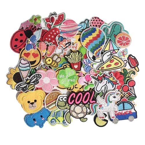 WONIHANDS 60 Pcs Random Styles gestickte Patches Eisen auf Sew On Applique für Kleidung Hosen Hüte Jeans Nähen Blume Applique Jacken DIY Zubehör von WONIHANDS