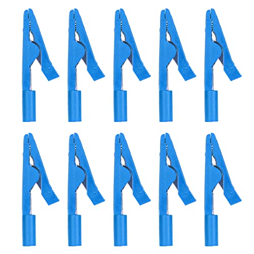 10pcs Set Safety Clip 2 mm Bananenbuchsen Heckprüfung Klemm reiner Kupferdraht -Test für Leistungsregler (Blau) von WONZHEC