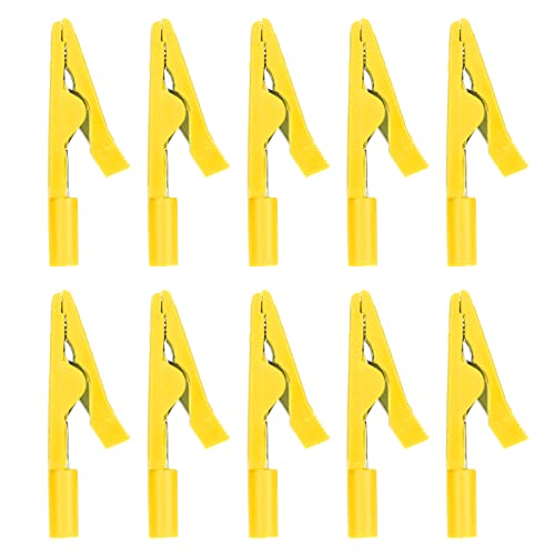 10pcs Set Safety Clip 2 mm Bananenbuchsen Heckprüfung Klemm reiner Kupferdraht -Test für Leistungsregler (Gelb) von WONZHEC