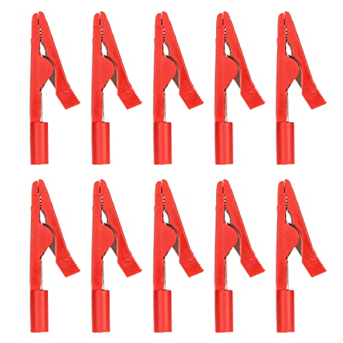 10pcs Set Safety Clip 2 mm Bananenbuchsen Heckprüfung Klemm reiner Kupferdraht -Test für Leistungsregler (Rot) von WONZHEC