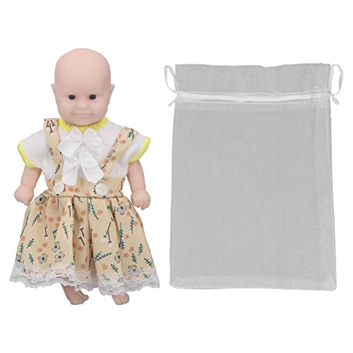 WONZHEC 6inch Silicon Girl Doll Gelb Kleid Neugeborene Babypuppen haarlose lebensechte Babypuppen tragbare Spielkamerad für Kleinkinder von WONZHEC