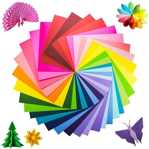 100 Blatt Buntes Papier, 20 Farben A4 Faltblätter, 70 g/m², Geeignet Für Kinderkunst, Bastelaktivitäten, DIY-Kunst, Schule von WOODFIB