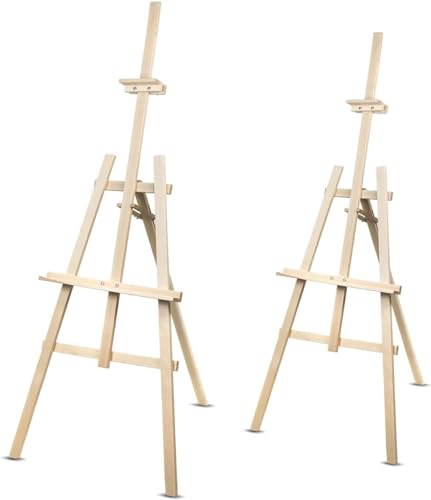 WOODOK Staffelei Holz - höhenverstellbar Staffeleien für Kinder und Erwachsene - Holzstaffelei für Maler aus Buchenholz - robuster Leinwand Ständer (Beige, 2x150 cm) von WOODOK