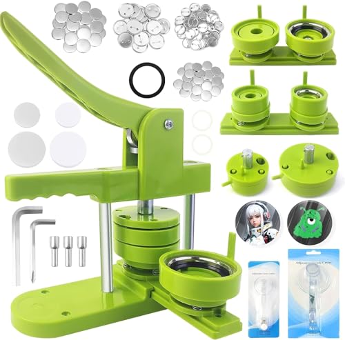 WOOLUCK® Button Maker Badge Machine 58+32mm,Pin Maker Pressmaschine mit 200 Knopfteilen & Kreisschneider & Zauberbuc von WOOLUCK