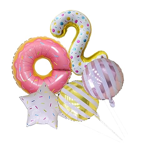 5St Ballondekoration deckenverkleidung hochzeits dekoration ballon set birthday balloons Partydekorationen Donut-Luftballons Szenenlayout-Ballons Cartoon-Ballons Aluminiumfolie WOONEKY von WOONEKY