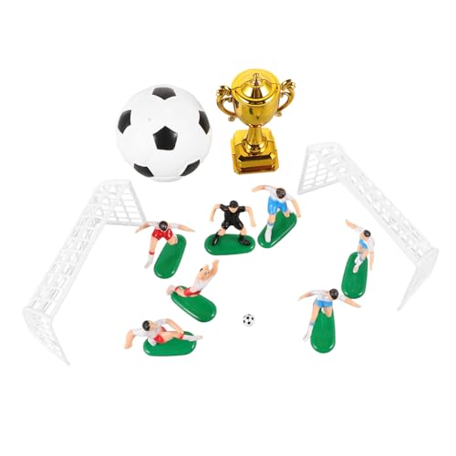 WOONEKY 1 Satz Trophäen-fußballmodell Fußball-cupcake-topper Mini-trophäenmodell Fußballnetz-kuchenaufsatz Mini-sportspielset Tortenaufsatz Für Fußballtore Plastik Wiederverwendbar von WOONEKY