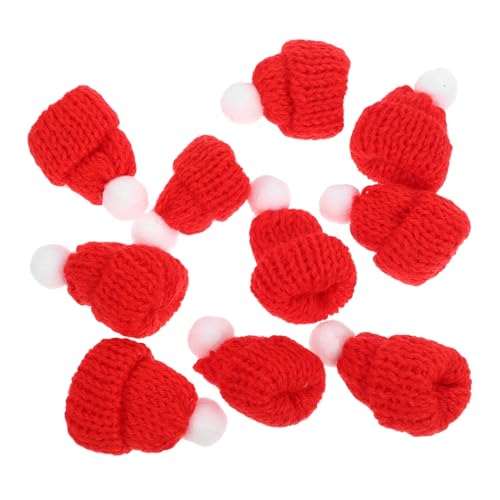 WOONEKY 10er Set Strickbare Weihnachtsmützen Rote Weihnachtsmützen Für DIY Handarbeiten Party Accessoires Und Bastelprojekte Perfekt Für Weihnachten Feiern von WOONEKY