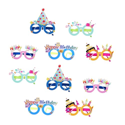 WOONEKY 10st Geburtstagsbrille Brillen Für Mottopartys Alles Zum Geburtstag Brille Kuchen Sonnenbrille Brille Für Kinder Geburtstagshut Brille Festival-kinderbrillen Papier von WOONEKY