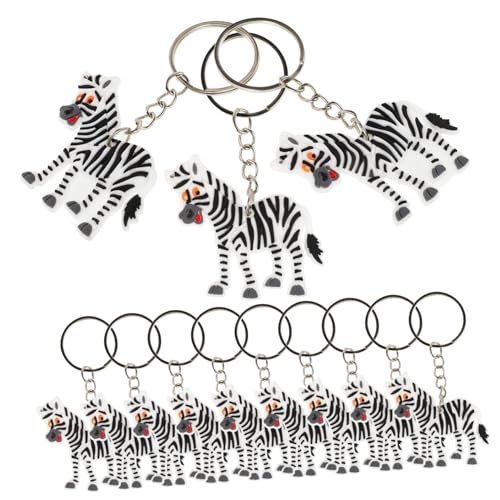 WOONEKY 12St Zebra-Schlüsselanhänger kinder schlüsselanhänger lustige schlüsselanhänger Zebra Anhänger Schlüsselringe Schlüsselbund Tierpuppen Taschenanhänger für Handtaschen von WOONEKY