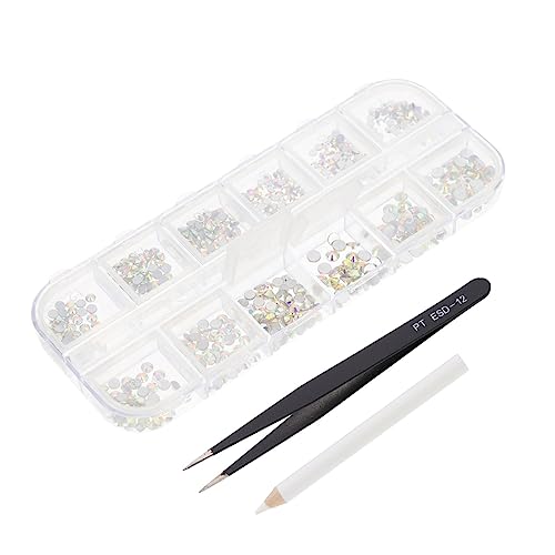 WOONEKY 12er Set Wasserstein Nail Art Zubehör Flache Glasrhinestones Für DIY Nageldesign Nagelkunst Und Make up Dekoration Bunte Unregelmäßige Formen von WOONEKY