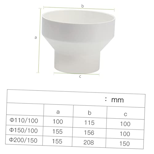WOONEKY 1stk Konisches Rohr Kanalrohr Der Dunstabzugshaube Reduzierrohr Runder Kanaladapter Kanal-inline-reduzierer Kanalventilator-adapter Entlüftungsschlauch Der Dunstabzugshaube Weiß von WOONEKY