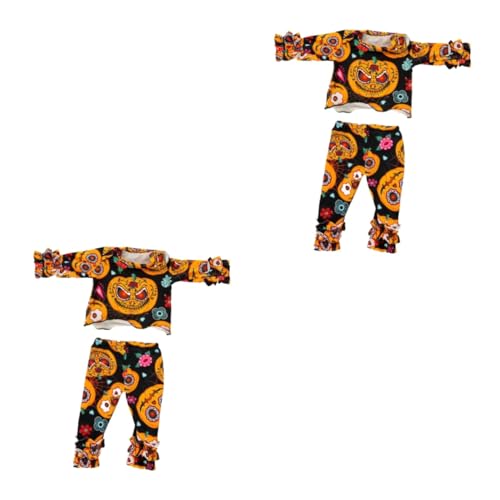 WOONEKY 2 Sätze Halloween-puppenkleidung Amerikanische Puppen-Outfits Babypuppenkleidung Puppen Für Mädchen Kostüme Für Mädchen Kürbis Tutu Halloween Kleid Puppe Trägt Kleidung Black Stoff von WOONEKY