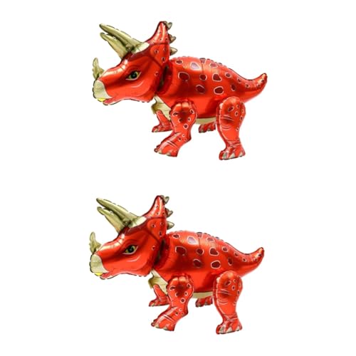 WOONEKY 2 Stk Dinosaurier-Aluminium-Membran-Ballon Ballonspielzeug für Kinder aufblasbarer Dinosaurierballon Dekor party sachen party supplies Geburtstagsballon Dinosaurier-Ballons rot von WOONEKY